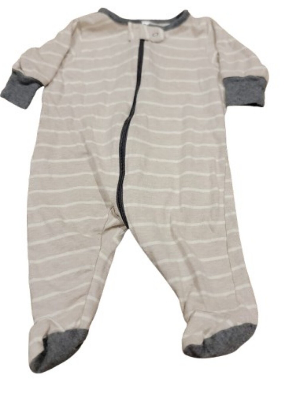 Gerber Zip Up Footed Sleeper Infant Boys Size Newborn Brown Striped Long Sleeve